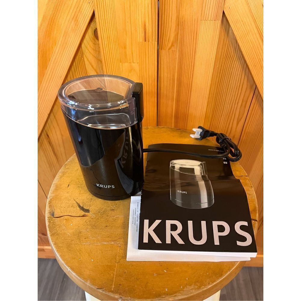 KRUPS F203 Electric Spice & Coffee Grinder Stainless Steel Blades 3 oz Black 75g
